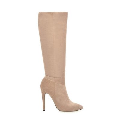 Women Pointed Toe Side Zippers Stiletto Heel Knee-High Boots