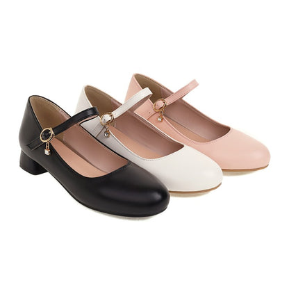 Buckle Strap Mary Janes Low Heels Women Pumps