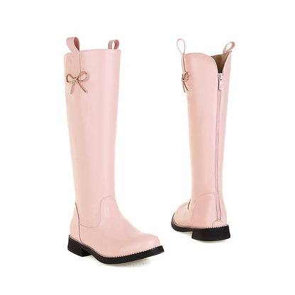 Woman Knot Low Heels Knee High Boots