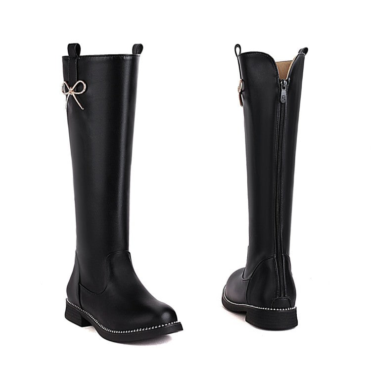 Woman Knot Low Heels Knee High Boots