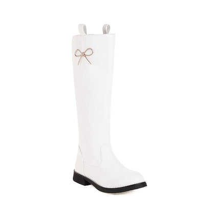 Woman Knot Low Heels Knee High Boots