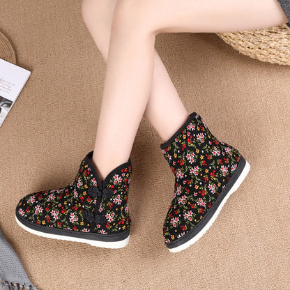 Woman Winter Floral Printed Short Snow Boots