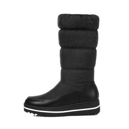 Woman Heels Water Proof Winter Down Mid Calf Snow Boots