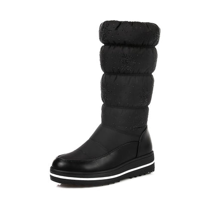 Woman Heels Water Proof Winter Down Mid Calf Snow Boots