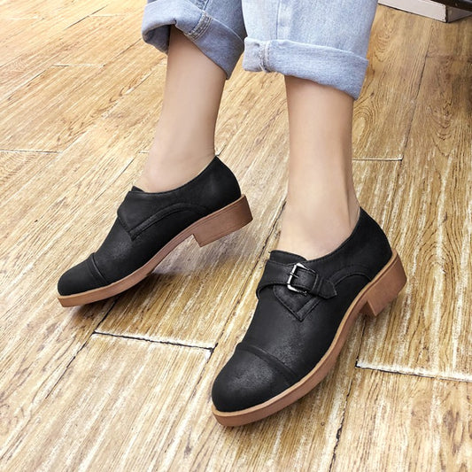 Woman Buckle Belt Low Heels Shoes