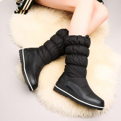 Woman Heels Winter Down Mid Calf Snow Boots