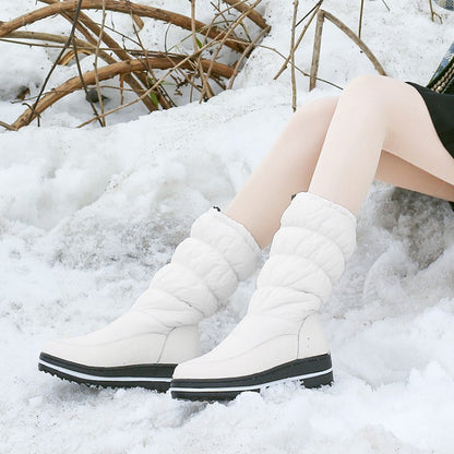 Woman Heels Winter Down Mid Calf Snow Boots