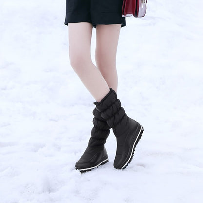 Woman Heels Winter Down Mid Calf Snow Boots