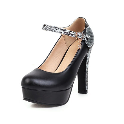 Woman Ankle Strap High Heels Platform Pumps