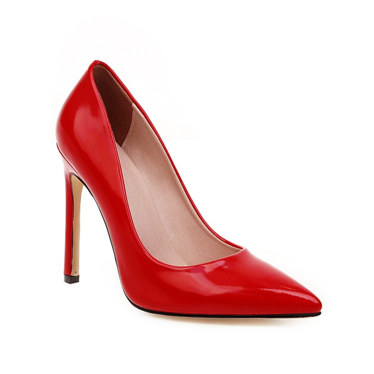 Woman Patent Leather High Heel Stiletto Pumps