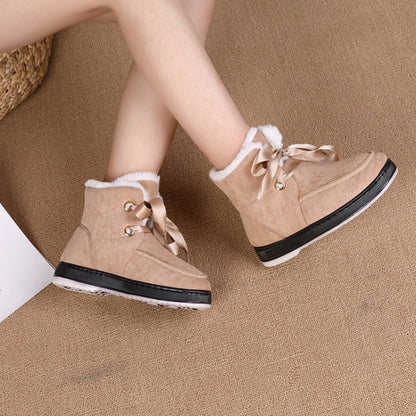 Woman Winter Lace Up Fur Short Snow Boots