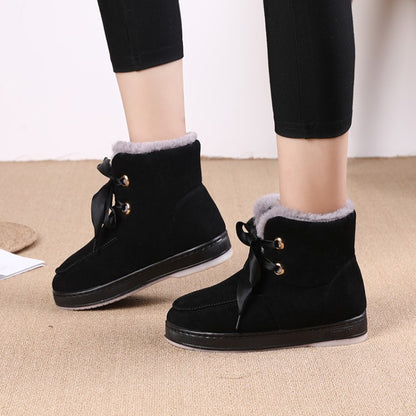 Woman Winter Lace Up Fur Short Snow Boots