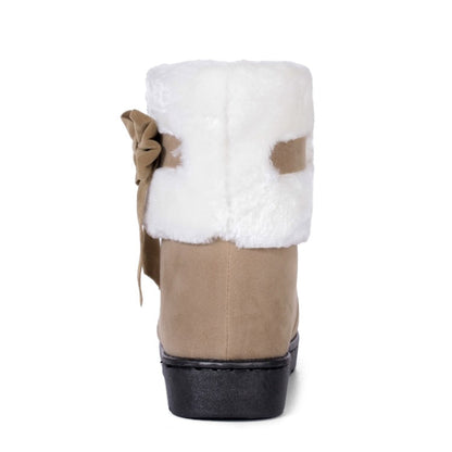 Woman Winter Fur Bow Short Snow Boots