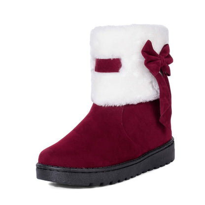 Woman Winter Fur Bow Short Snow Boots