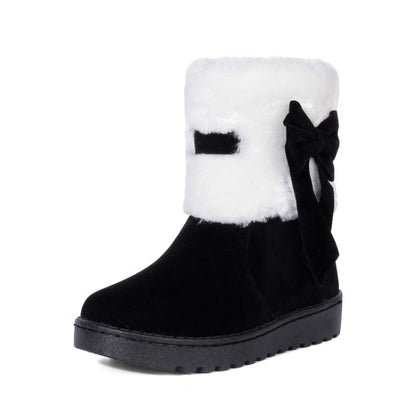 Woman Winter Fur Bow Short Snow Boots