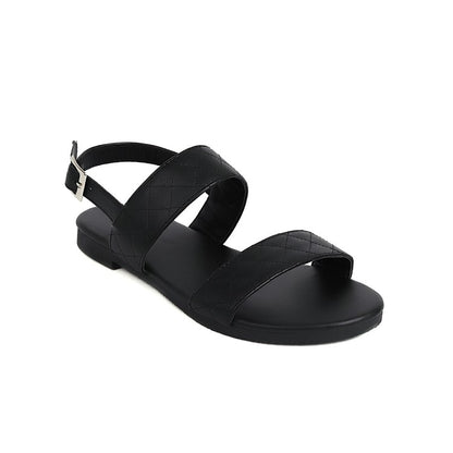 Women Solid Color Soft Leather Flat Sandals