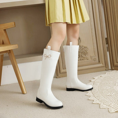 Woman Knot Low Heels Knee High Boots