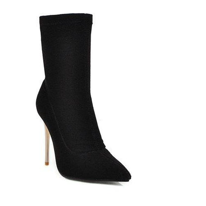 Woman Pointed Toe Stiletto High Heel Short Boots