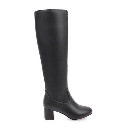 Women Pu Leather High Heel Tall Boots