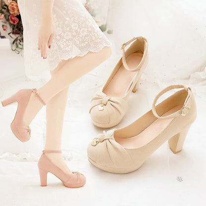 Woman Ankle Strap High Heels Platform Pumps