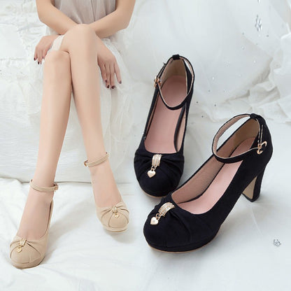 Woman Ankle Strap High Heels Platform Pumps