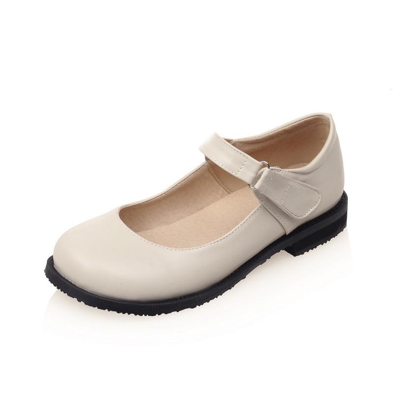 Girls Retro Round Head Middle School Flat Shoes – Hipumps