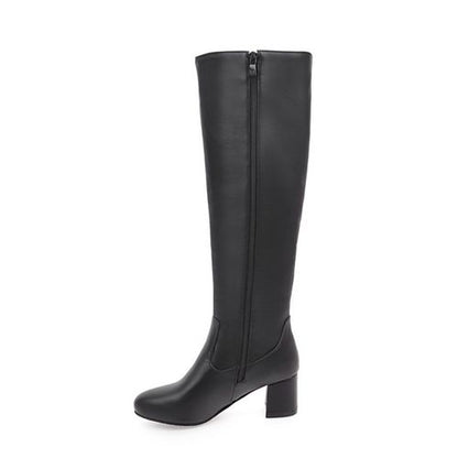 Women Pu Leather High Heel Tall Boots