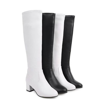 Women Pu Leather High Heel Tall Boots